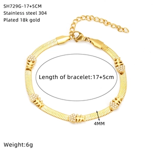 Bracelet élégant pour femme en acier inoxydable plaqué or 18 carats style épi