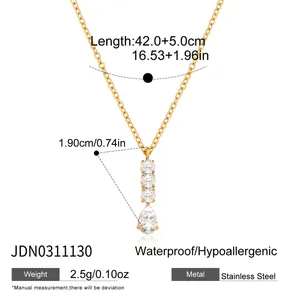 Maattabel voor roestvrijstalen ketting met details over lengte en de hanger
