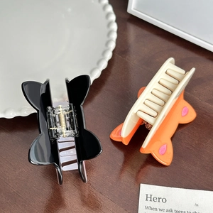 Cute Corgi puppy cellulose acetate hair claws in black and orange for women