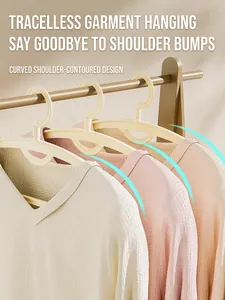 Detail of wide shoulder anti-slip hangers preventing shoulder bumps on knitwear
