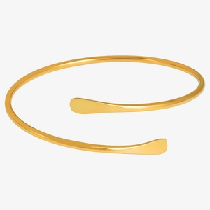 Detailed macro shot of 18k gold plated stainless steel spiral cuff bracelet