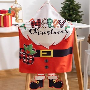 Christmas chair back cover featuring Santa Claus design for holiday dining room decor
