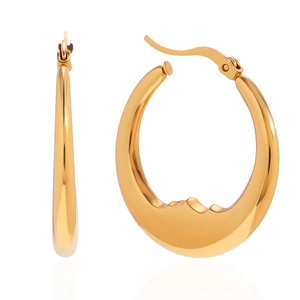 Classic 18K gold plated stainless steel crescent moon hoop earrings with polished finish