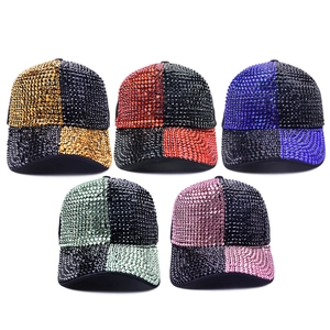 Fashionable sequin baseball caps set with sparkling rhinestones in five diverse colors