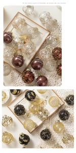 Macro view of luxury Christmas balls with sequins, feather patterns and festive textures