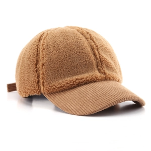Casquette de baseball en polaire et velours côtelé marron caramel pour femmes
