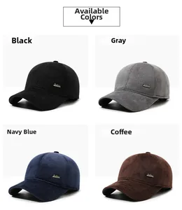Winter wool baseball caps in black, grey, navy, and coffee with fashion metal emblem