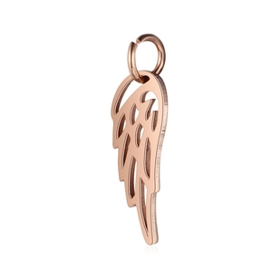 Polished rose gold wing pendant made of high-quality stainless steel for DIY jewelry