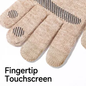 Winter knitted touchscreen gloves for men with anti-slip grip and warm thermal lining