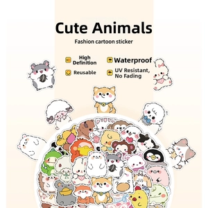 Waterproof cartoon animal stickers featuring hamster and polar bear for water bottles