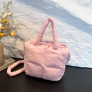 Women Quilted Puffy Tote Bag Nylon Large Capacity Puffer Shoulder Crossbody Handbag Casual Lightweight Soft Fashion