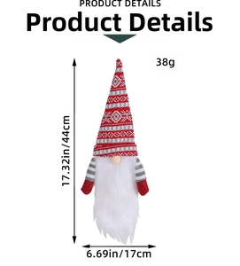 Dimensions détaillées et poids de la housse de bouteille de vin gnome de Noël