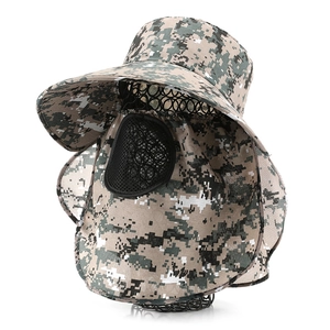 360-degree camouflage outdoor sun hat with face cover and neck flap for fishing