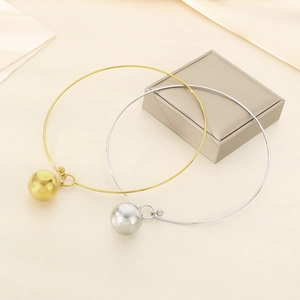 Colliers ras de cou en acier inoxydable doré et argenté avec pendentifs sphériques