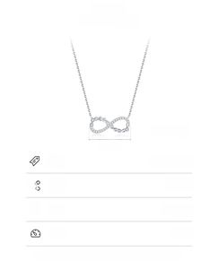 Detailed size specifications for the 925 sterling silver infinity Mobius necklace