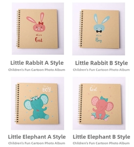 Detailed grid view of four cute 6-inch cartoon DIY scrapbooks with spiral kraft covers