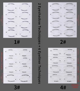 Close-up of non-woven eyeshadow and eyeliner stencils for classic and smokey eye makeup