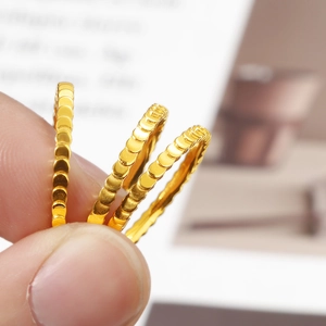 Minimalist Gold Plated Titanium Steel Ring For Women Fish Scale Textured Geometric Band Waterproof Daily Fashion Jewelry Ring