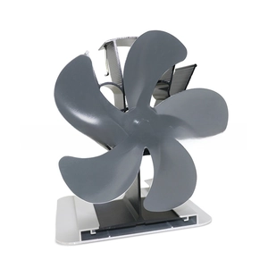 Close-up of 5-blade heat powered stove fan made of high-quality aluminum alloy