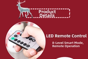 Detail of the LED remote control with 8 modes and timer for Christmas snowman dolls