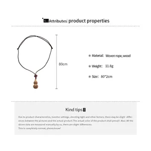 Detailed view of handmade wood heart necklace with 80cm adjustable woven rope dimensions