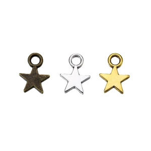 Star-shaped alloy pendants in bronze, silver, and gold finishes for DIY jewelry making
