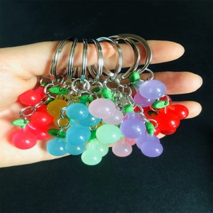 Cherry Keychain Resin Translucent Luminous Simulation Fruit Bag Pendant Accessory Glow-In-The-Dark Cute Novelty Jewelry Gift