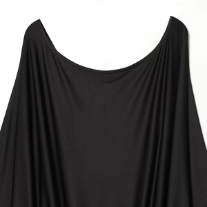 Elegant black mini dress with sequin splicing and smooth draped knit fabric for women