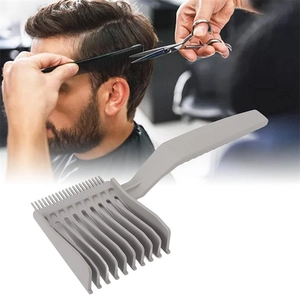 Professional gray barber fade comb for precision cutting with ergonomic long handle