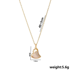 18k gold plated cat eye opal heart pendant necklace with dimensions 40+5cm chain