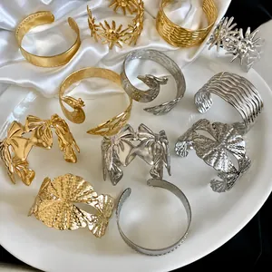 Vintage Gold Silber Metall Offener Armreif Für Damen Minimalist Mode Welle Sonnengesicht Schleife Manschette Schmuck Zubehör