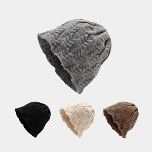 Cable Knit Beanie Hat Acrylic Retro Japanese Slouchy Knit Cap Soft Warm Winter Outdoor Versatile For Men Women
