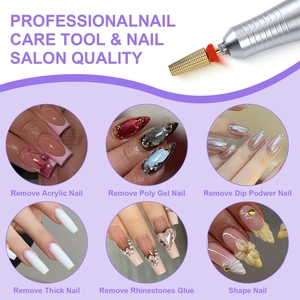 Golden 5-in-1 alloy nail drill bit for gel removal and shaping with red neck mark