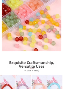 Detail of 8x6mm barrel beads in macaron colors for DIY jewelry making in a grid box