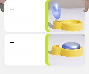 Detail of pet water bottle showing outlet and water lock modes for travel safety