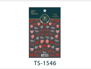 Close-up of strawberry nail art stickers TS-1546 with red berry and green leaf designs