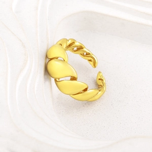 Unique 18K gold plated irregular twisted open ring with adjustable design for women