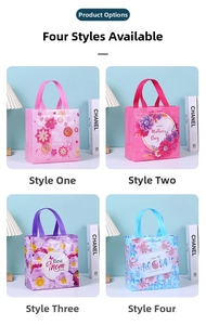 Sacs cadeaux fête des mères en tissu non tissé avec motifs floraux et anses souples