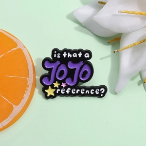 Black enamel brooch pin with purple is that a JoJo reference text and star details
