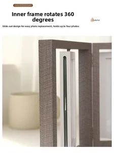Detail of 360-degree rotating photo frame with easy-to-use pull-out slot mechanism