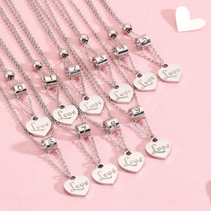 Double Layer Necklace Stainless Steel Heart Pendant Love Engraved Shell Artificial Pearl Black Cord Trendy Jewelry Women Gift