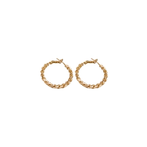 Minimalist gold-plated twisted hoop earrings with textured metal weave for women