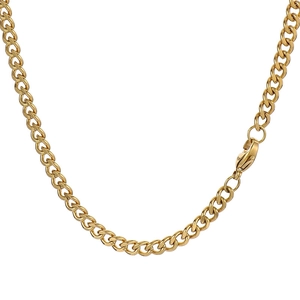 Collier chaîne gourmette classique en acier inoxydable doré avec fermoir mousqueton sûr