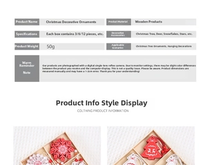 Detailed view of red and white wooden Christmas ornaments with snowflake and reindeer cutouts