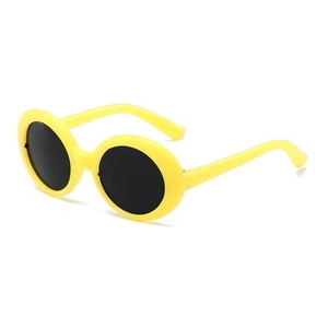 Lunettes de soleil cool à monture jaune et verres noirs ronds pour petits chiens