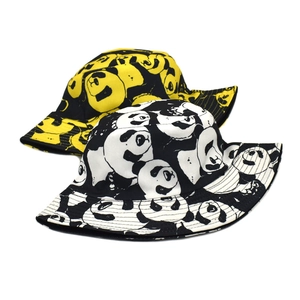 Bob réversible à imprimé panda pour hommes et femmes avec large bord pour protection solaire