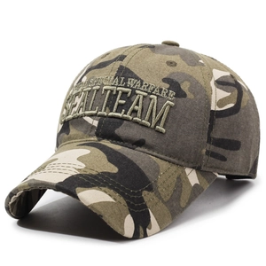 Men's camouflage baseball cap with Special Warfare Seal Team 3D embroidery detail