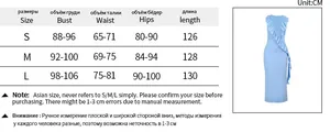 Tableau des tailles pour robe midi bleu ciel avec mesures buste taille hanches et longueur