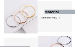 Macro shot of 316 stainless steel bangles with cubic zirconia and cuban chain details