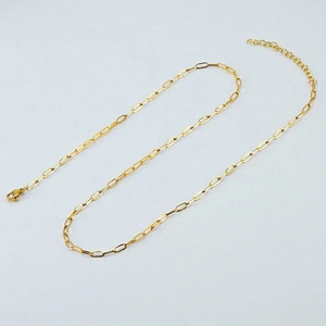 Gold Plated Titanium Steel Paperclip Chain Necklace For Women Minimalist Versatile Link Necklaces